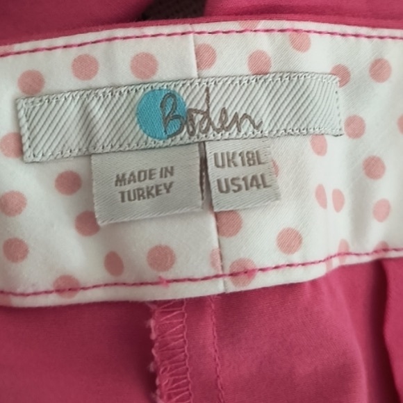 🩷 Boden Flat Front Flattering Pink Trousers Pants US size 14 L w/ POCKETS - Picture 3 of 8